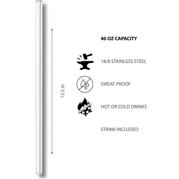 40oz Stainless Steel Tumbler –Insulated Double Wall w/ Handle, Straw & Twist Lid - Picture 13 of 16